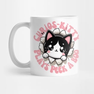 Curios-kitty plays peek a boo Mug